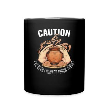 Töpfern Ton Töpferkurs Töpferei Getöpfert - Tasse einfarbig - Schwarz - Vorne