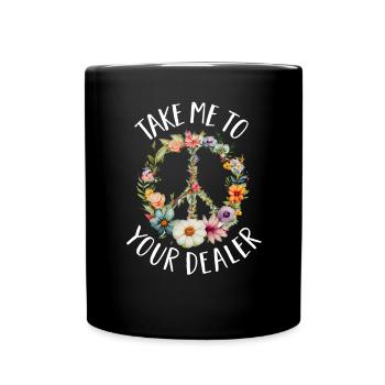 Hippie Peace Sign Peace Flowers Flower Child - Full Colour Mug - black - Front