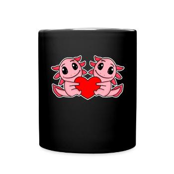 Axolotl Herz Liebe - Tasse einfarbig - Schwarz - Vorne