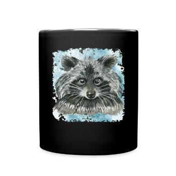 Raccoon Watercolor Raccoon - Full Colour Mug - black - Front