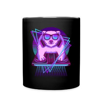 Vaporwave Eisbär DJ Pult Eisbär - Tasse einfarbig - Schwarz - Vorne