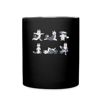 Yoga Husky Meditation Dog fait des exercices de yoga - Mug uni - noir - Devant