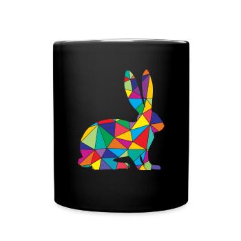Rabbit Polygon Rabbit Rabbit Rabbit - Full Colour Mug - black - Front