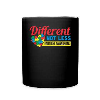 Autism Awareness Month Puzzle different not less - Full Colour Mug - black - Front