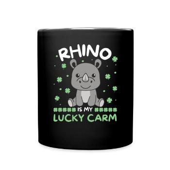 Rhino is my lucky carm Shamrock St Patrick's Day - Full Colour Mug - black - Front