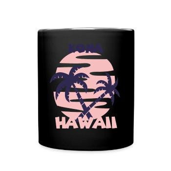 Vacances en famille Hawaii Kona Palm Tree Beach Ocean - Mug uni - noir - Devant