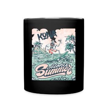 Kona Surfing Hawaii Holiday Palm Beach Ocean - Mug uni - noir - Devant
