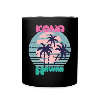 Palm Hawaii Kona Vacation Beach Ocean - Full Colour Mug - black - Front