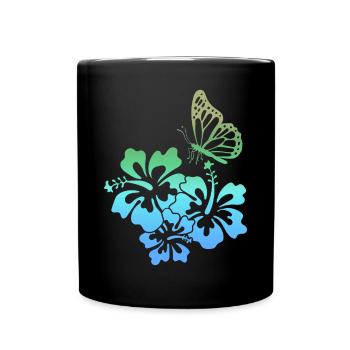 Coconut Girl Aesthetic Hibiscus Butterfly - Tasse einfarbig - Schwarz - Vorne