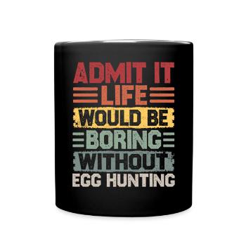 Joyeux motif de Pâques Oeufs de Pâques Drôle de lapin de Pâques - Mug uni - noir - Devant