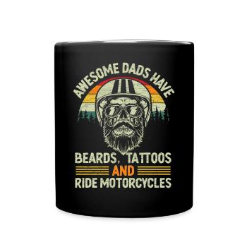 Motorrad Motorradfahrer Biker Papa - Tasse einfarbig - Schwarz - Vorne