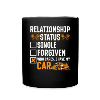 Statut relationnel qui se soucie de ma voiture - Mug uni - noir - Devant