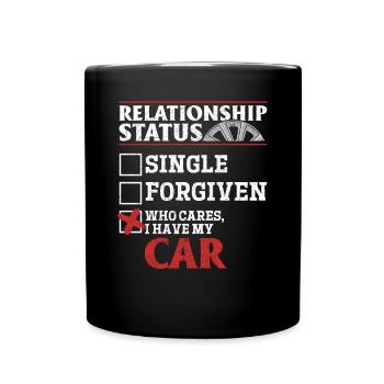 Statut relationnel qui se soucie de ma voiture - Mug uni - noir - Devant