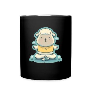 Sheep Lamb Sheep Yoga Meditation Relaxation - Full Colour Mug - black - Front