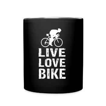 Live Love Bike - Tasse einfarbig - Schwarz - Vorne