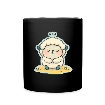 Mouton Agneau Mouton Yoga Méditation Relaxation - Mug uni - noir - Devant