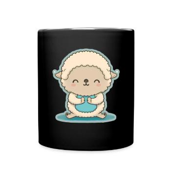 Mouton Agneau Mouton Yoga Méditation Relaxation - Mug uni - noir - Devant