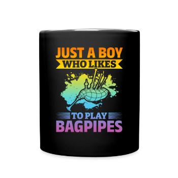 Juste un garçon qui aime jouer de la cornemuse - Bagpiper B - Mug uni - noir - Devant
