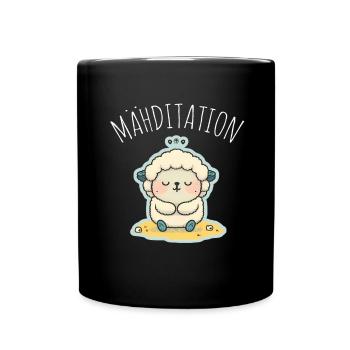 Sheep Lamb Sheep Yoga Meditation Relaxation - Full Colour Mug - black - Front