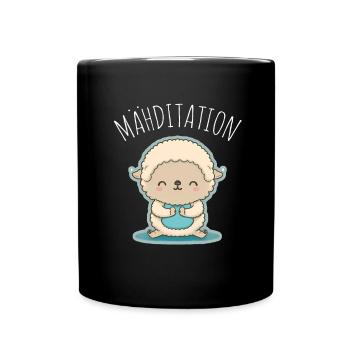 Schaf Lamm Schäfchen Yoga Meditation Entspannung - Tasse einfarbig - Schwarz - Vorne
