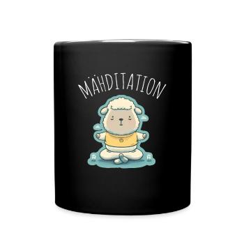 Schaf Lamm Schäfchen Yoga Meditation Entspannung - Tasse einfarbig - Schwarz - Vorne