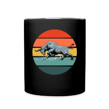 Bulle und Stier für einen Bauer - Tasse einfarbig - Schwarz - Vorne