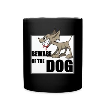 Drôle de chemise / autocollant de chien. Méfiez-vous du chien - Mug uni - noir - Devant