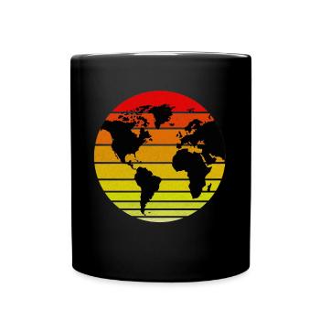 Weltkugel, Erde, im retro vintage Look. Erdkugel - Tasse einfarbig - Schwarz - Vorne