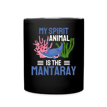 Ozean Mein spirituelles Tier ist der Mantarochen - Tasse einfarbig - Schwarz - Vorne