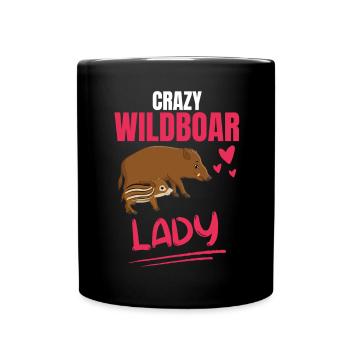 Crazy Wild Boar Lady Gift Wild Boar - Full Colour Mug - black - Front