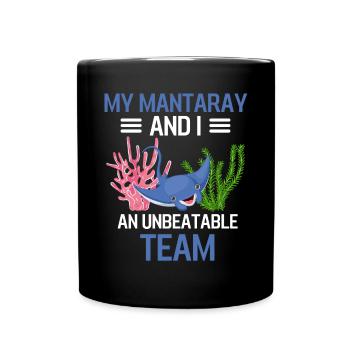 Mein Mantarochen und ich Zoo Tier Lustiges Rochen - Tasse einfarbig - Schwarz - Vorne