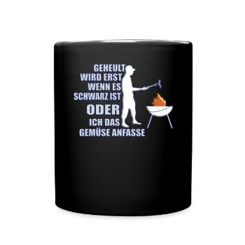 Grillen und Camper Geschenkidee - Tasse einfarbig - Schwarz - Vorne