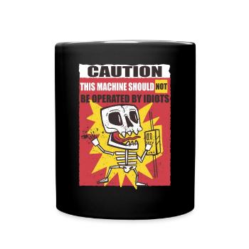 Funny Electrician Warning Sign - Full Colour Mug - black - Front