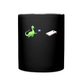 The Loch Ness Monster plays cornhole - - Full Colour Mug - black - Front