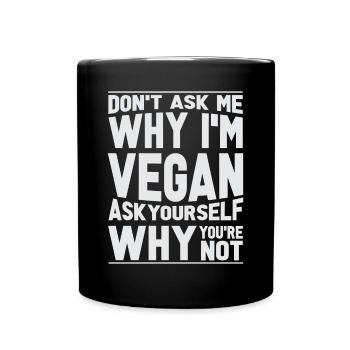 Vegan Fleischlos Tierlieb & Veganer - Tasse einfarbig - Schwarz - Vorne