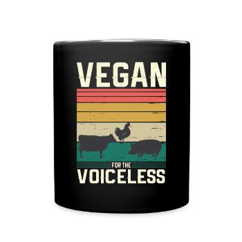 Vegan Fleischlos Tierlieb & Veganer - Tasse einfarbig - Schwarz - Vorne