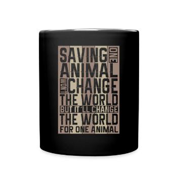 Vegan Fleischlos Tierlieb & Veganer - Tasse einfarbig - Schwarz - Vorne