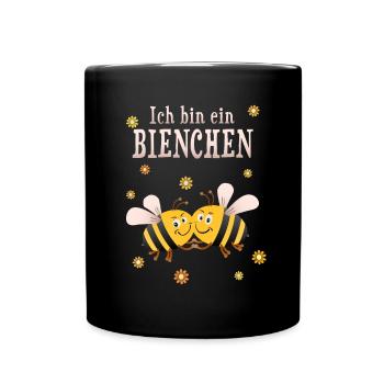 Ich bin eine Bienchen Biene - Tasse einfarbig - Schwarz - Vorne