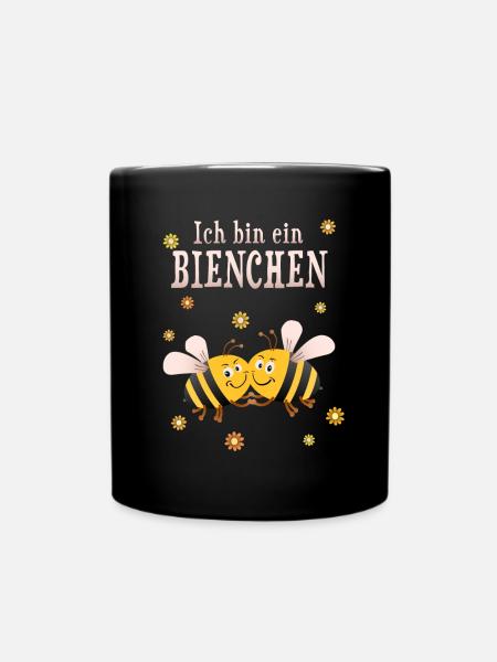 Ich bin eine Bienchen Biene - Tasse einfarbig - Schwarz