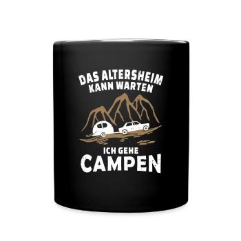 Wohnwagen Camping Rentner - Tasse einfarbig - Schwarz - Vorne