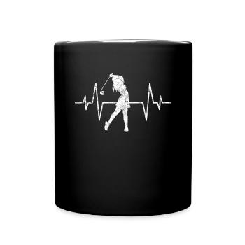 Golf Golferin Herzschlag - Tasse einfarbig - Schwarz - Vorne