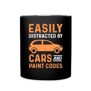 Easily distracted by cars and color codes - Full Colour Mug - black - Front