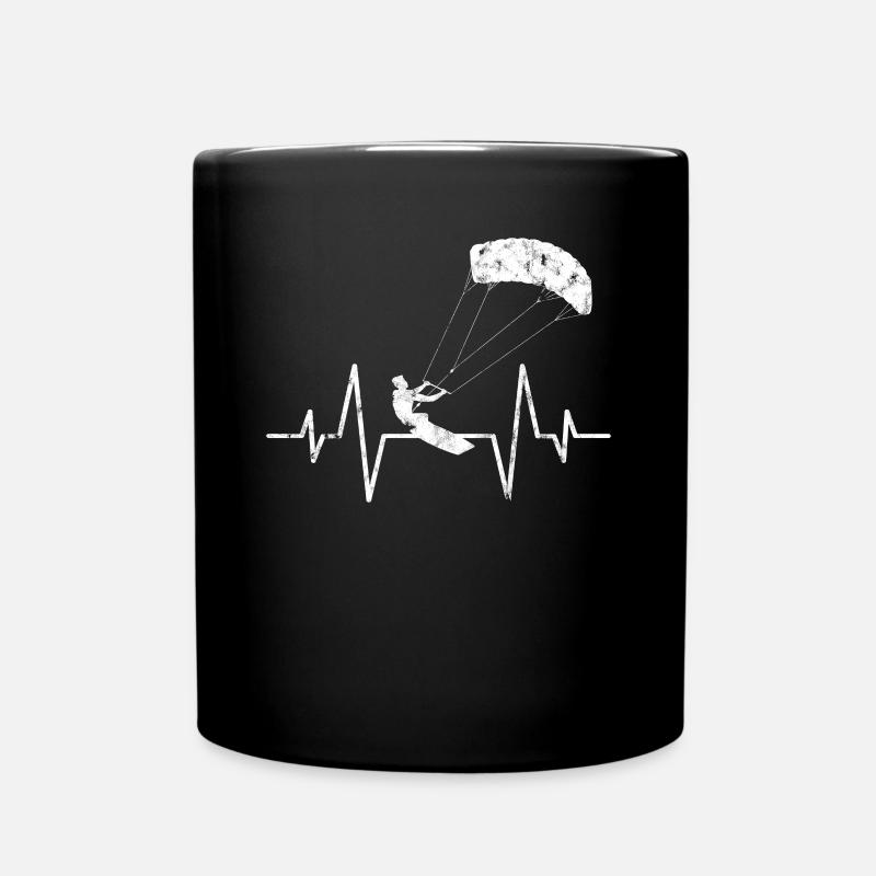 kite surfen Herzschlag - Tasse einfarbig - Schwarz