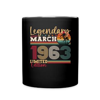 60th birthday Mann Awesome March born 1963 - Full Colour Mug - black - Front