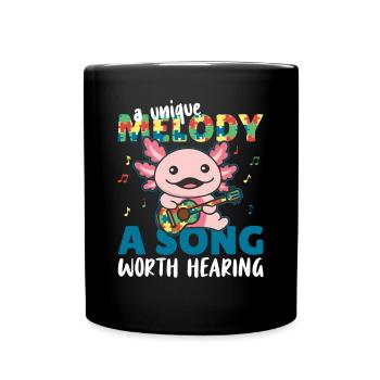 Autism Awareness Month Puzzle Music Axolotl - Full Colour Mug - black - Front