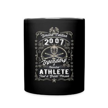 Vintage 2007 Ice Hockey Geburtstag Geschenk Hobby - Tasse einfarbig - Schwarz - Vorne