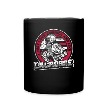 Love America And Like Lacrosse Lax Players - Full Colour Mug - black - Front