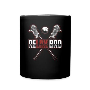 Relax Bro Polocrosse Intercrosse Lax Player - Full Colour Mug - black - Front