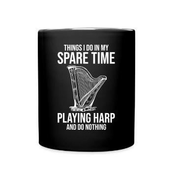 Harfenspieler Harfenist - Tasse einfarbig - Schwarz - Vorne