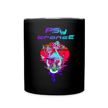 Psytrance Psychedelic Pilz Sunset - Tasse einfarbig - Schwarz - Vorne